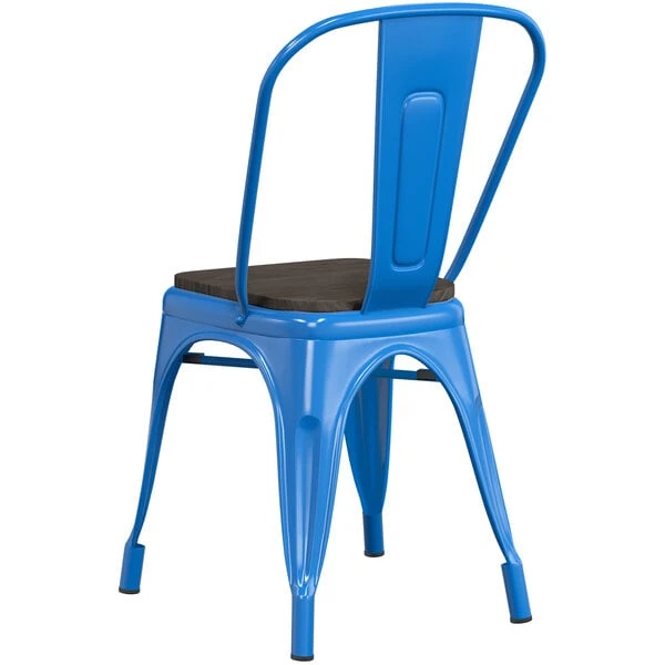 Brand new ๐ LT&S Alloy Series Lancaster Table & Seating Alloy Series Blue Metal Indoor Industrial Cafe Chair With Vertical Slat Back And Black Wood Seat ๐ฅ - Image 3