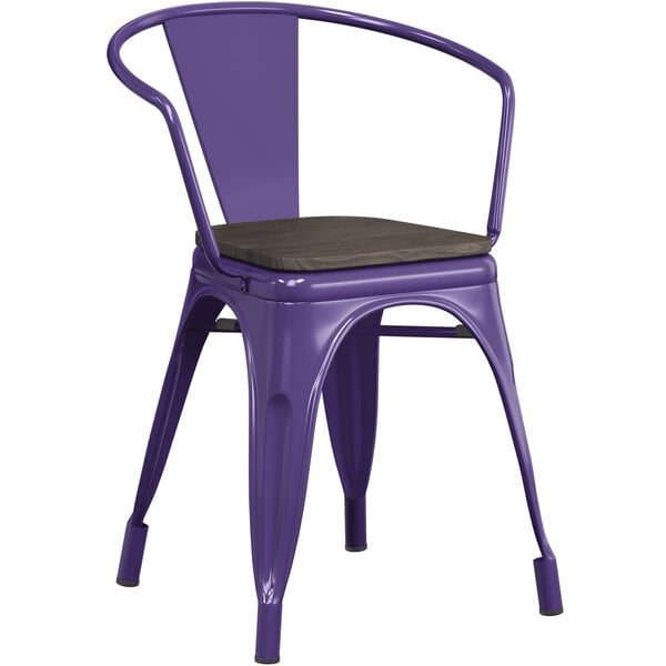 Flash Sale ✨ LT&S Alloy Series Lancaster Table & Seating Alloy Series Purple Metal Indoor Industrial Cafe Arm Chair With Black Wood Seat ✔️ 4 Flash Sale ✨ LT&S Alloy Series Lancaster Table & Seating Alloy Series Purple Metal Indoor Industrial Cafe Arm Chair With Black Wood Seat ✔️ - Image 2