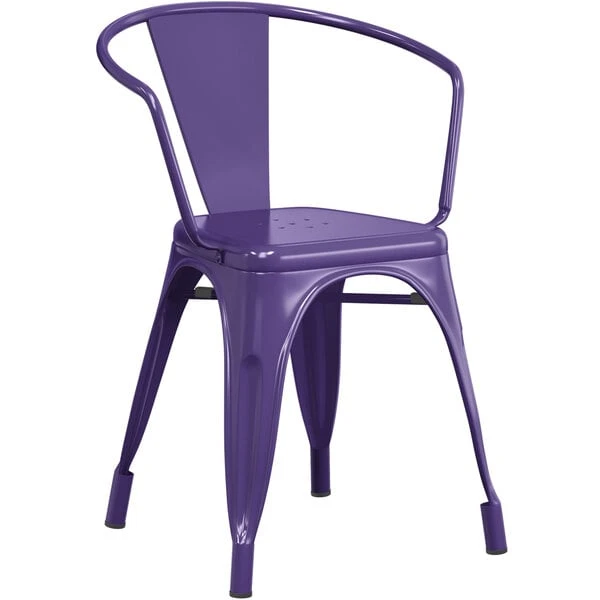 Flash Sale โจ LT&S Alloy Series Lancaster Table & Seating Alloy Series Purple Metal Indoor Industrial Cafe Arm Chair With Black Wood Seat โ๏ธ - Image 4