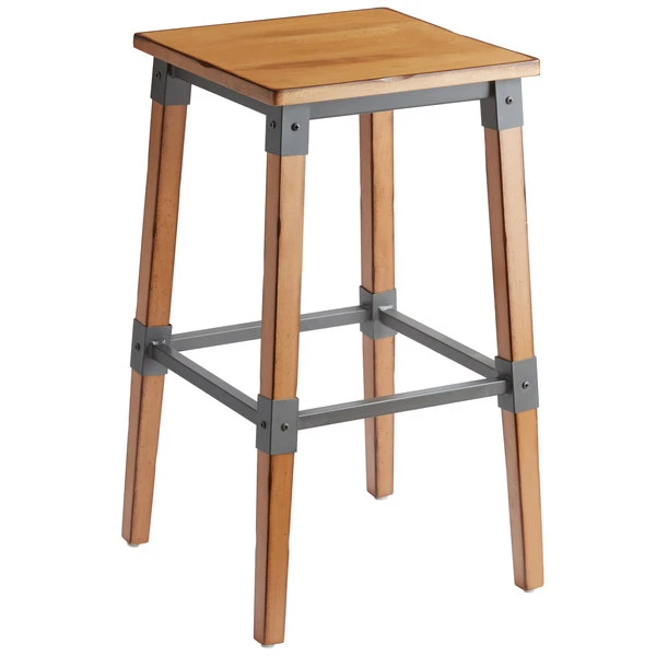 Budget 🤩 Lancaster Table & Seating Rustic Industrial Backless Bar Stool With Antique Natural Wood Finish ⭐ - Image 2
