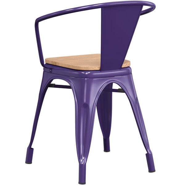 New ⌛ LT&S Alloy Series Lancaster Table & Seating Alloy Series Purple Metal Indoor Industrial Cafe Arm Chair With Natural Wood Seat ???? 5 New ⌛ LT&S Alloy Series Lancaster Table & Seating Alloy Series Purple Metal Indoor Industrial Cafe Arm Chair With Natural Wood Seat ???? - Image 3