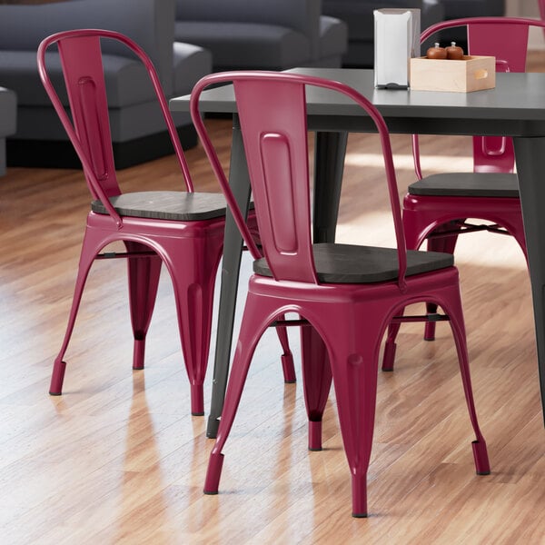 Lancaster Table & Seating Alloy Series Sangria Metal Indoor Industrial Cafe Chair with Vertical Slat Back and Black Wood Seat Best Sale ⌛ LT&S Alloy Series Lancaster Table & Seating Alloy Series Sangria Metal Indoor Industrial Cafe Chair With Vertical Slat Back And Black Wood Seat ✔️ -Lancaster Shop unnamed file 2737