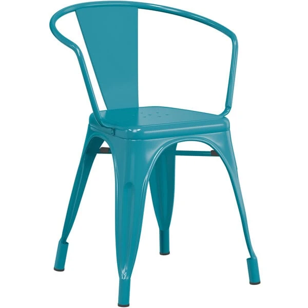 Best Pirce ๐ LT&S Alloy Series Lancaster Table & Seating Alloy Series Teal Metal Indoor Industrial Cafe Arm Chair With Black Wood Seat ๐ฏ - Image 4