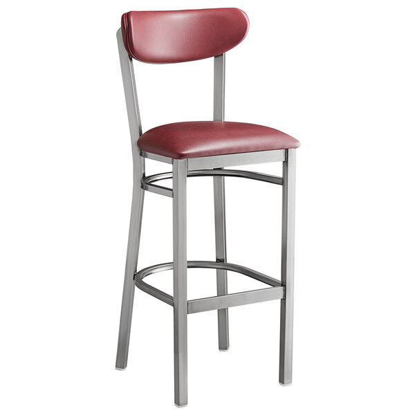 Lancaster Table & Seating Boomerang Bar Height Clear Coat Chair with Burgundy Vinyl Seat and Back Best Sale ???? LT&S Boomerang Series Lancaster Table & Seating Boomerang Bar Height Clear ???? Coat Chair With Burgundy Vinyl Seat And Back ???? -Lancaster Shop unnamed file 276