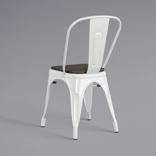 Hot Sale ๐ LT&S Alloy Series Lancaster Table & Seating Alloy Series White Metal Indoor Industrial Cafe Chair With Vertical Slat Back And Black Wood Seat ๐ - Image 3