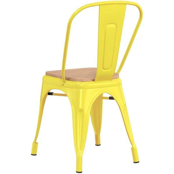 Brand new 🎁 LT&S Alloy Series Lancaster Table & Seating Alloy Series Yellow Metal Indoor Industrial Cafe Chair With Vertical Slat Back And Natural Wood Seat 😉 - Image 3