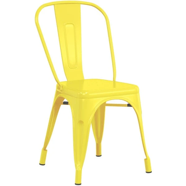 Brand new 🎁 LT&S Alloy Series Lancaster Table & Seating Alloy Series Yellow Metal Indoor Industrial Cafe Chair With Vertical Slat Back And Natural Wood Seat 😉 - Image 4