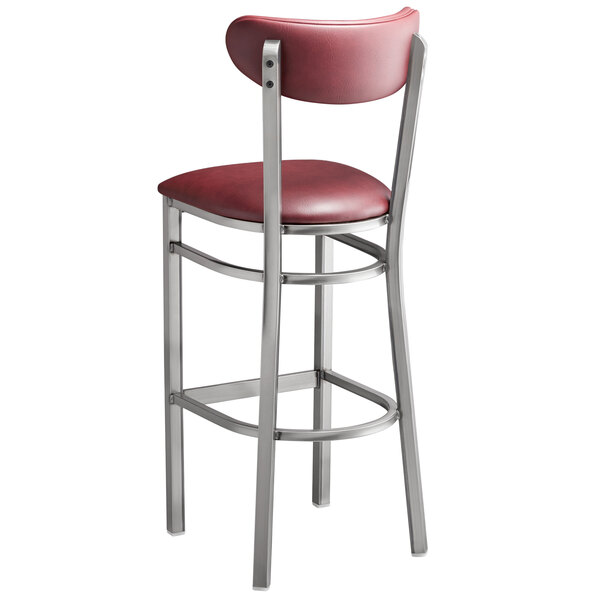 Lancaster Table & Seating Boomerang Bar Height Clear Coat Chair with Burgundy Vinyl Seat and Back Best Sale ???? LT&S Boomerang Series Lancaster Table & Seating Boomerang Bar Height Clear ???? Coat Chair With Burgundy Vinyl Seat And Back ???? -Lancaster Shop unnamed file 277