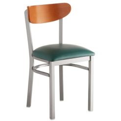 Best Pirce ⭐ LT&S Boomerang Series Lancaster Table & Seating Boomerang Clear ???? Coat Chair With Green Vinyl Seat And Cherry Back ????