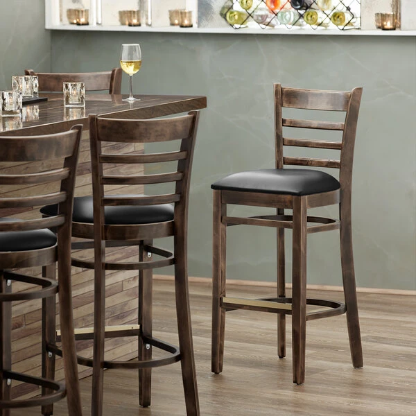 Cheap ๐งจ Lancaster Table & Seating Vintage Ladder Back Bar Height Chair With Black Padded Seat ๐ฅฐ