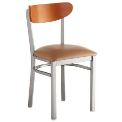 New ???? LT&S Boomerang Series Lancaster Table & Seating Boomerang Clear ???? Coat Chair With Light Brown Vinyl Seat And Cherry Back ????