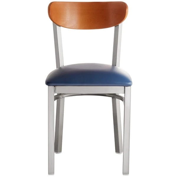 Flash Sale ๐ LT&S Boomerang Series Lancaster Table & Seating Boomerang Clear ๐งฅ Coat Chair With Navy Vinyl Seat And Cherry Back ๐งจ - Image 3