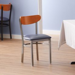 Flash Sale ???? LT&S Boomerang Series Lancaster Table & Seating Boomerang Clear ???? Coat Chair With Navy Vinyl Seat And Cherry Back ???? -Lancaster Shop unnamed file 2798