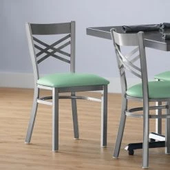 Brand new β¨ Lancaster Table & Seating Clear π§₯ Coat Cross Back Chair With Seafoam Padded Seat π₯