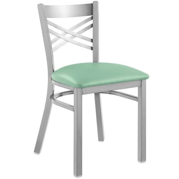 Brand new โจ Lancaster Table & Seating Clear ๐งฅ Coat Cross Back Chair With Seafoam Padded Seat ๐ฅ - Image 2