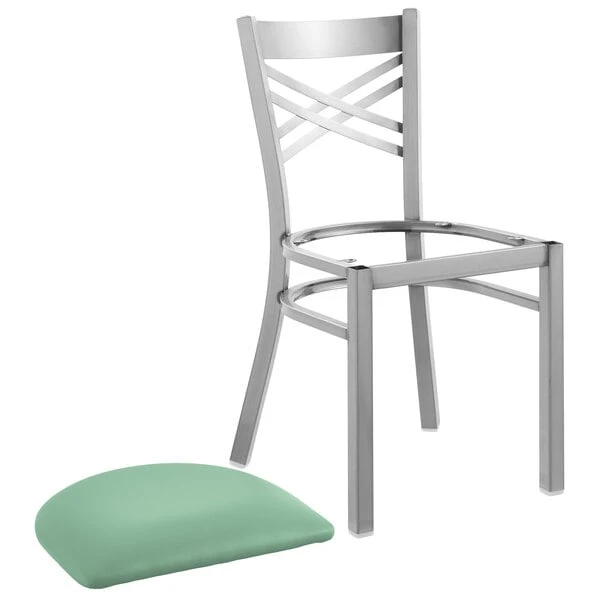 Brand new โจ Lancaster Table & Seating Clear ๐งฅ Coat Cross Back Chair With Seafoam Padded Seat ๐ฅ - Image 4