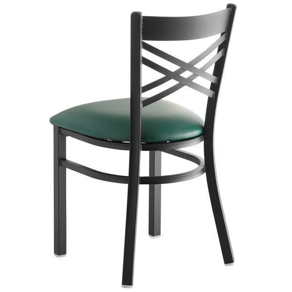 Wholesale 🔔 Lancaster Table & Seating Cross Back Black Chair With Green Vinyl Seat ✔️ - Image 2