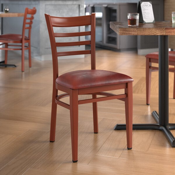 Lancaster Table & Seating Spartan Series Metal Ladder Back Chair with Mahogany Wood Grain Finish and Burgundy Vinyl Seat Promo ???? LT&S Spartan Series Lancaster Table & Seating Spartan Series Metal Ladder Back Chair With Mahogany Wood Grain Finish And Burgundy Vinyl Seat ✔️ -Lancaster Shop unnamed file 2812