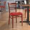 Deals ???? LT&S Spartan Series Lancaster Table & Seating Spartan Series Metal Ladder Back Chair With Mahogany Wood Grain Finish And Red Vinyl Seat ????