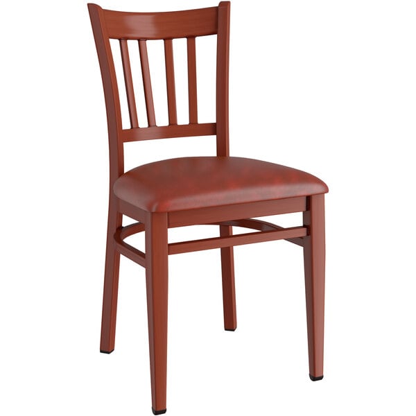 Lancaster Table & Seating Spartan Series Metal Slat Back Chair with Mahogany Wood Grain Finish and Burgundy Vinyl Seat Cheapest ❤️ LT&S Spartan Series Lancaster Table & Seating Spartan Series Metal Slat Back Chair With Mahogany Wood Grain Finish And Burgundy Vinyl Seat ???? -Lancaster Shop unnamed file 2828
