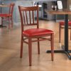 Deals ???? LT&S Spartan Series Lancaster Table & Seating Spartan Series Metal Slat Back Chair With Mahogany Wood Grain Finish And Red Vinyl Seat ✨