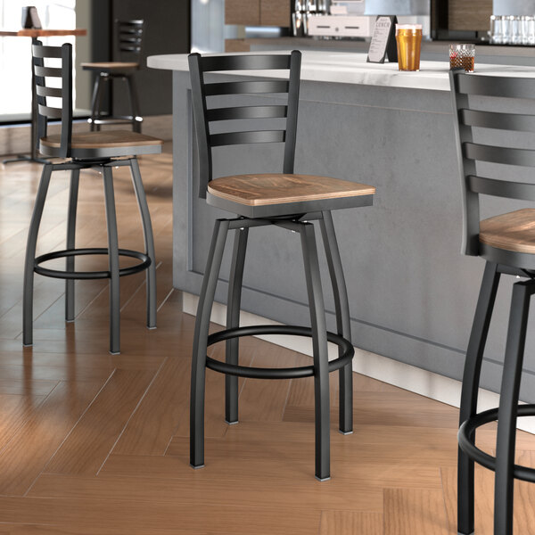 Lancaster Table & Seating Black Top Frame Ladder Back Swivel Bar Height Chair with Vintage Wood Seat Outlet ⌛ Lancaster Table & Seating Black Top Frame Ladder Back Swivel Bar Height Chair With Vintage Wood Seat ???? -Lancaster Shop unnamed file 288