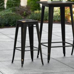 Top 10 ???? LT&S Alloy Series Lancaster Table & Seating Alloy Series Distressed Copper Stackable Metal Indoor / Outdoor Industrial Barstool With Drain Hole Seat ⭐