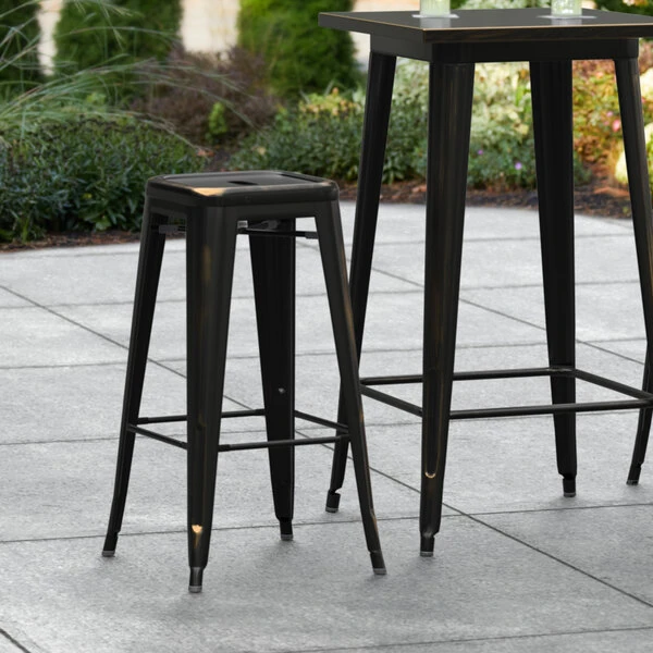 Top 10 ๐ LT&S Alloy Series Lancaster Table & Seating Alloy Series Distressed Copper Stackable Metal Indoor / Outdoor Industrial Barstool With Drain Hole Seat โญ