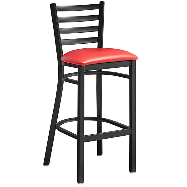 Lancaster Table & Seating Black Frame Ladder Back Bar Height Chair with Red Padded Seat Brand new ???? Lancaster Table & Seating Black Frame Ladder Back Bar Height Chair With Red Padded Seat ???? -Lancaster Shop unnamed file 305