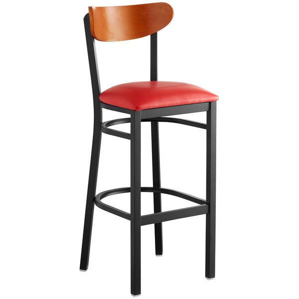 Lancaster Table & Seating Boomerang Bar Height Black Chair with Red Vinyl Seat and Cherry Back New ⭐ LT&S Boomerang Series Lancaster Table & Seating Boomerang Bar Height Black Chair With Red Vinyl Seat And Cherry Back ✨ -Lancaster Shop unnamed file 326