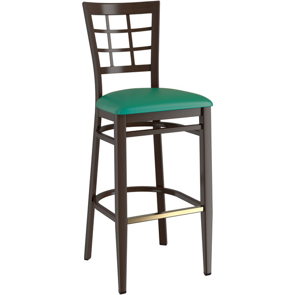 Lancaster Table & Seating Spartan Series Bar Height Metal Window Back Chair with Walnut Wood Grain Finish and Green Vinyl Seat Flash Sale ???? LT&S Spartan Series Lancaster Table & Seating Spartan Series Bar Height Metal Window Back Chair With Walnut Wood Grain Finish And Green Vinyl Seat ???? -Lancaster Shop unnamed file 334