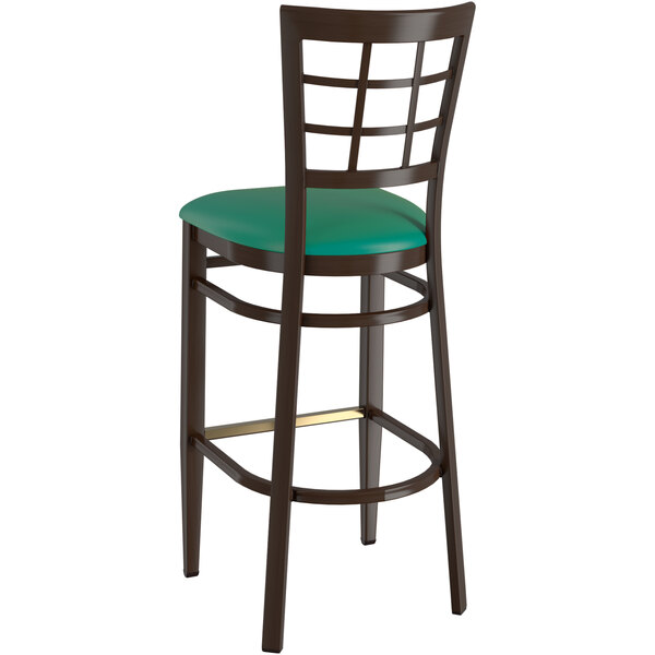 Lancaster Table & Seating Spartan Series Bar Height Metal Window Back Chair with Walnut Wood Grain Finish and Green Vinyl Seat Flash Sale ???? LT&S Spartan Series Lancaster Table & Seating Spartan Series Bar Height Metal Window Back Chair With Walnut Wood Grain Finish And Green Vinyl Seat ???? -Lancaster Shop unnamed file 335