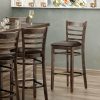 Discount ???? Lancaster Table & Seating Vintage Ladder Back Bar Height Chair With Dark Brown Padded Seat ????