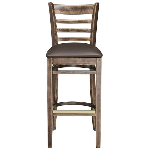 Discount 😍 Lancaster Table & Seating Vintage Ladder Back Bar Height Chair With Dark Brown Padded Seat 🎉 - Image 5
