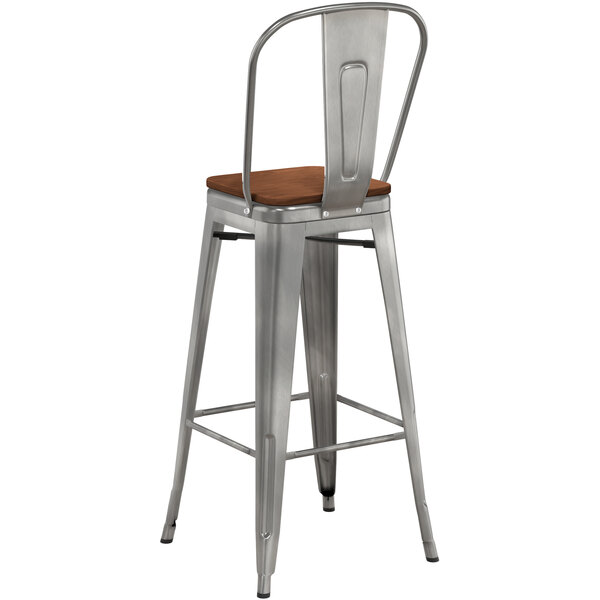 Brand new ✔️ LT&S Alloy Series Lancaster Table & Seating Alloy Series Clear ???? Coated Metal Indoor Industrial Cafe Bar Height Stool With Vertical Slat Back And Walnut Wood Seat ❤️ 5 Brand new ✔️ LT&S Alloy Series Lancaster Table & Seating Alloy Series Clear ???? Coated Metal Indoor Industrial Cafe Bar Height Stool With Vertical Slat Back And Walnut Wood Seat ❤️ - Image 3