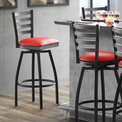 Top 10 ???? Lancaster Table & Seating Black Top Frame Ladder Back Swivel Bar Height Chair With Red Padded Seat ????