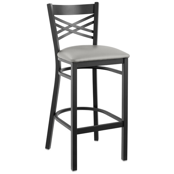 Lancaster Table & Seating Black Cross Back Bar Height Chair with Light Gray Padded Seat Cheap ???? Lancaster Table & Seating Black Cross Back Bar Height Chair With Light Gray Padded Seat ???? -Lancaster Shop unnamed file 355