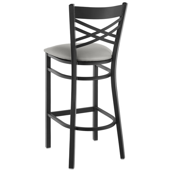 Lancaster Table & Seating Black Cross Back Bar Height Chair with Light Gray Padded Seat Cheap ???? Lancaster Table & Seating Black Cross Back Bar Height Chair With Light Gray Padded Seat ???? -Lancaster Shop unnamed file 356