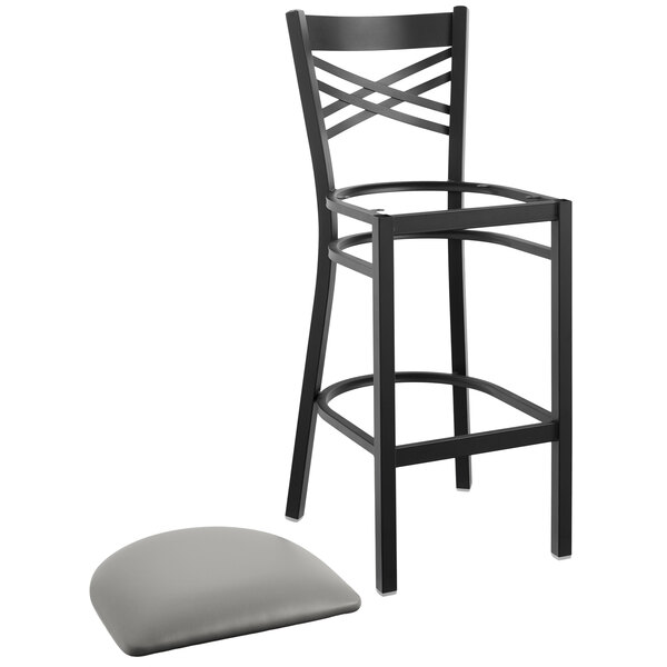 Lancaster Table & Seating Black Cross Back Bar Height Chair with Light Gray Padded Seat Cheap ???? Lancaster Table & Seating Black Cross Back Bar Height Chair With Light Gray Padded Seat ???? -Lancaster Shop unnamed file 357