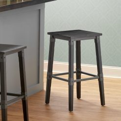 Flash Sale ???? Lancaster Table & Seating Rustic Industrial Backless Bar Stool With Antique Slate Gray Finish ????
