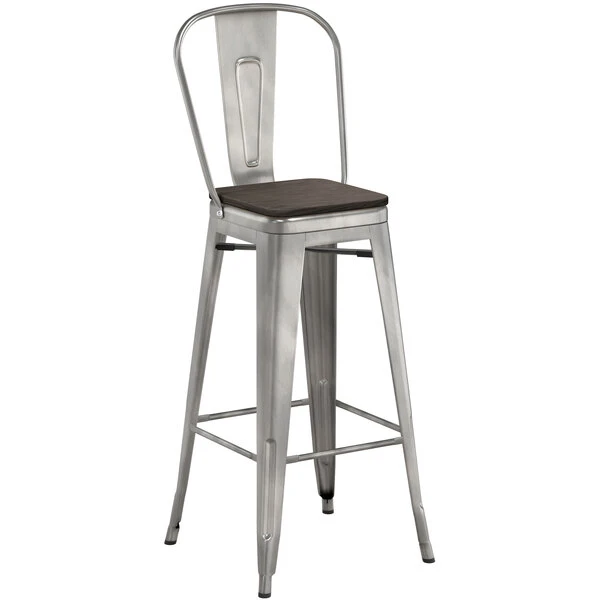Best reviews of 🔥 LT&S Alloy Series Lancaster Table & Seating Alloy Series Clear 🧥 Coated Metal Indoor Industrial Cafe Bar Height Stool With Vertical Slat Back And Black Wood Seat ⌛ - Image 2