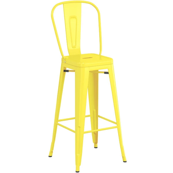 Buy โ LT&S Alloy Series Lancaster Table & Seating Alloy Series Yellow Metal Indoor / Outdoor Industrial Cafe Barstool With Vertical Slat Back And Drain Hole Seat ๐ - Image 2