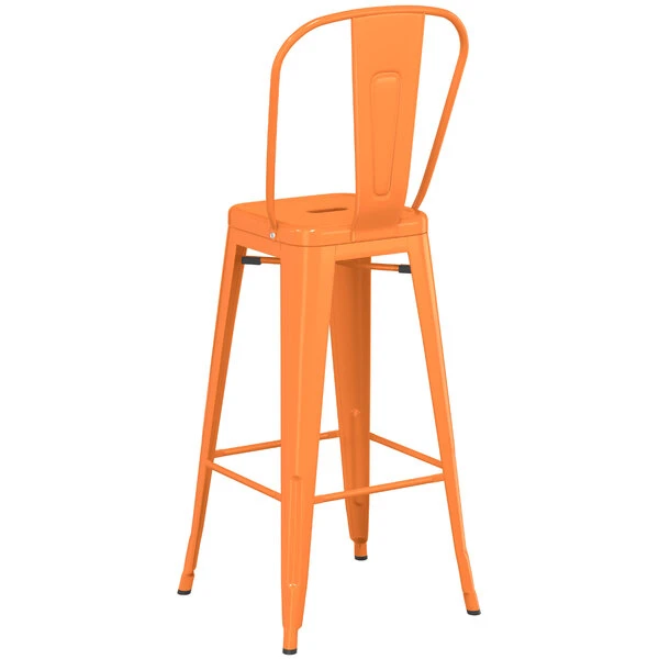 Best reviews of 😉 LT&S Alloy Series Lancaster Table & Seating Alloy Series Orange Metal Indoor / Outdoor Industrial Cafe Barstool With Vertical Slat Back And Drain Hole Seat 🤩 - Image 3