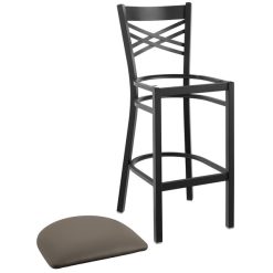 Best Sale ???? Lancaster Table & Seating Black Cross Back Bar Height Chair With Taupe Padded Seat ???? -Lancaster Shop unnamed file 390