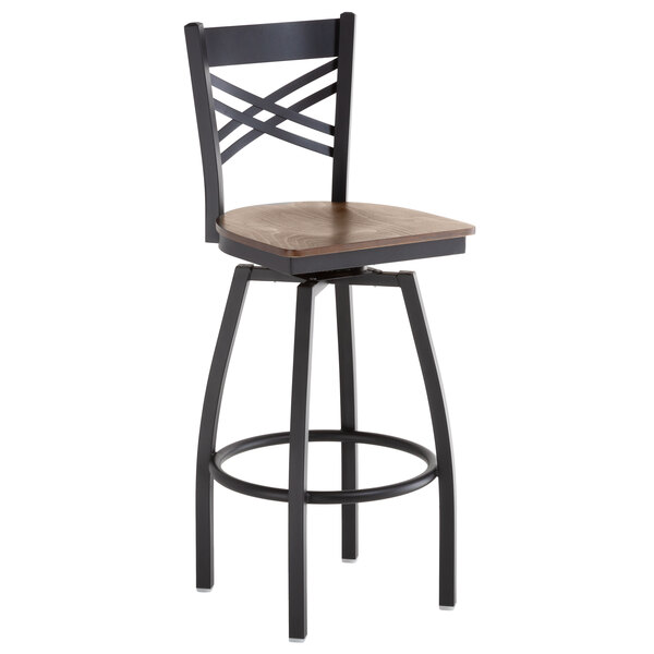 Coupon ???? Lancaster Table & Seating Cross Back Bar Height Black Swivel Chair With Vintage Wood Seat ✔️ 4 Coupon ???? Lancaster Table & Seating Cross Back Bar Height Black Swivel Chair With Vintage Wood Seat ✔️ - Image 2