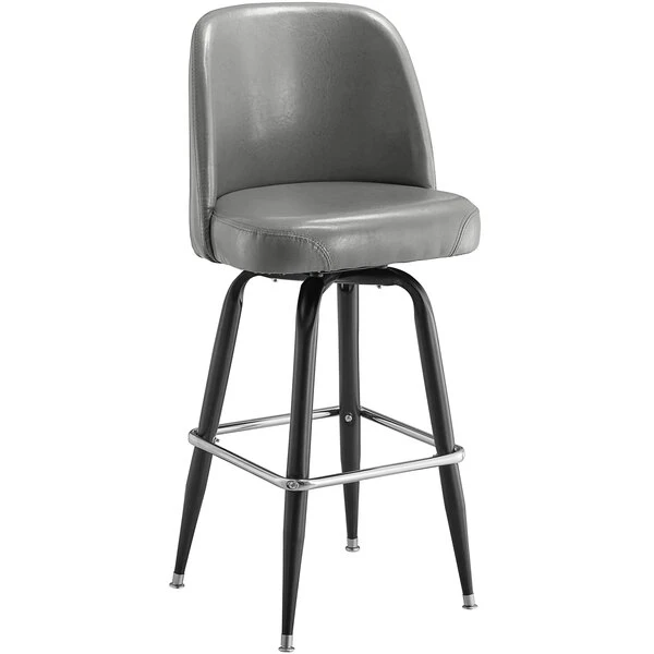 Promo 🛒 Lancaster Table & Seating Gray Barstool With 18" Wide Bucket Seat ⌛ - Image 2