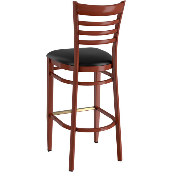 Best reviews of ???? LT&S Spartan Series Lancaster Table & Seating Spartan Series Bar Height Metal Ladder Back Chair With Mahogany Wood Grain Finish And Black Vinyl Seat ❤️ 5 Best reviews of ???? LT&S Spartan Series Lancaster Table & Seating Spartan Series Bar Height Metal Ladder Back Chair With Mahogany Wood Grain Finish And Black Vinyl Seat ❤️ - Image 3