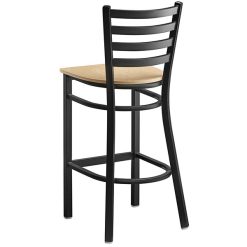 Hot Sale ???? Lancaster Table & Seating Black Frame Ladder Back Bar Height Chair With Natural Wood Seat ???? -Lancaster Shop unnamed file 412
