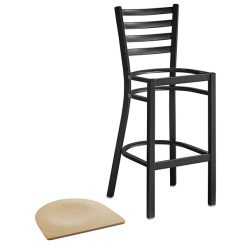 Hot Sale ???? Lancaster Table & Seating Black Frame Ladder Back Bar Height Chair With Natural Wood Seat ???? -Lancaster Shop unnamed file 413
