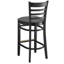 Hot Sale ???? Lancaster Table & Seating Black Finish Wooden Ladder Back Bar Height Chair With Dark Gray Padded Seat ???? -Lancaster Shop unnamed file 417